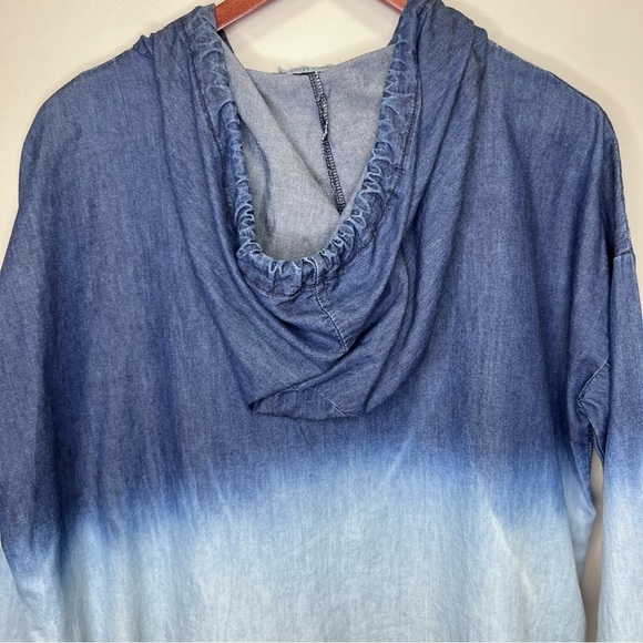 Angela Mara Blue Ombré Sequin Lightweight Hooded Jacket Size Small - Picture 7 of 11